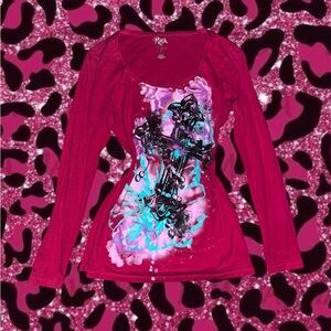 Women's Pink Graphic Long Sleeve Top